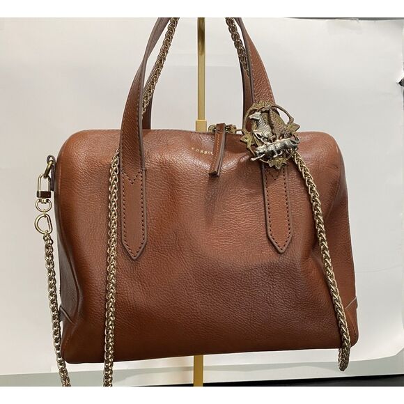 Fossil Brown Sydney Top Handle Satchel Aftermarket Chain Pre-Owned - Picture 1 of 10
